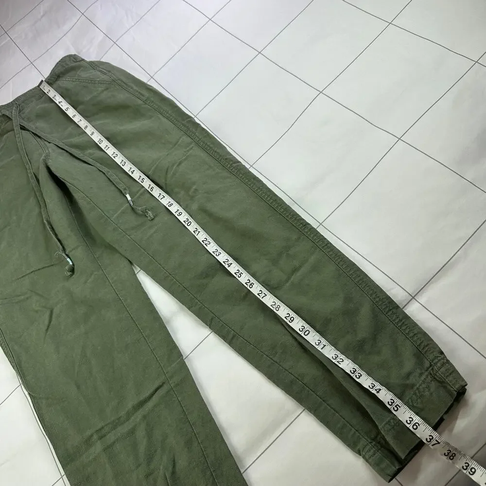 J. Crew Pants Womens XS Tall Green Seaside Linen Blend Drawstring Casual Travel